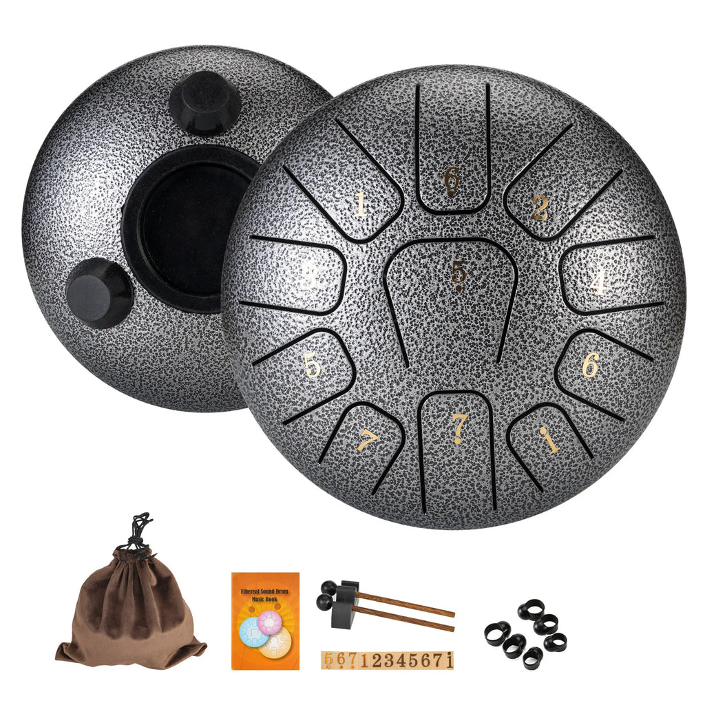 6-Inch (15.2 cm) 11-Note Steel Tongue Drum - Portable Handpan for Meditation, Yoga & Sound Healing