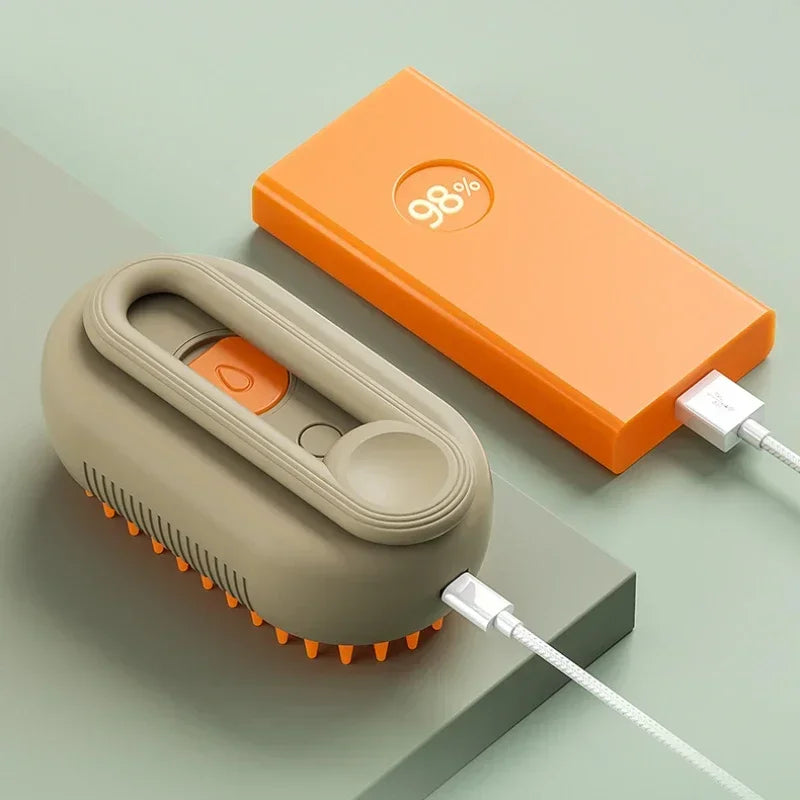 3-in-1 Pet Steam Spray Grooming Brush for Cats & Dogs USB Rechargeable Massage Hair Removal Comb