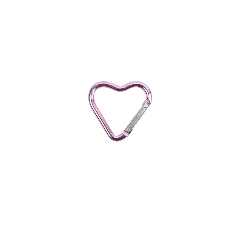 Heart-Shaped Aluminum Carabiner Keychain Clip for Keys, Water Bottles & Bags - Travel Hanging Hook