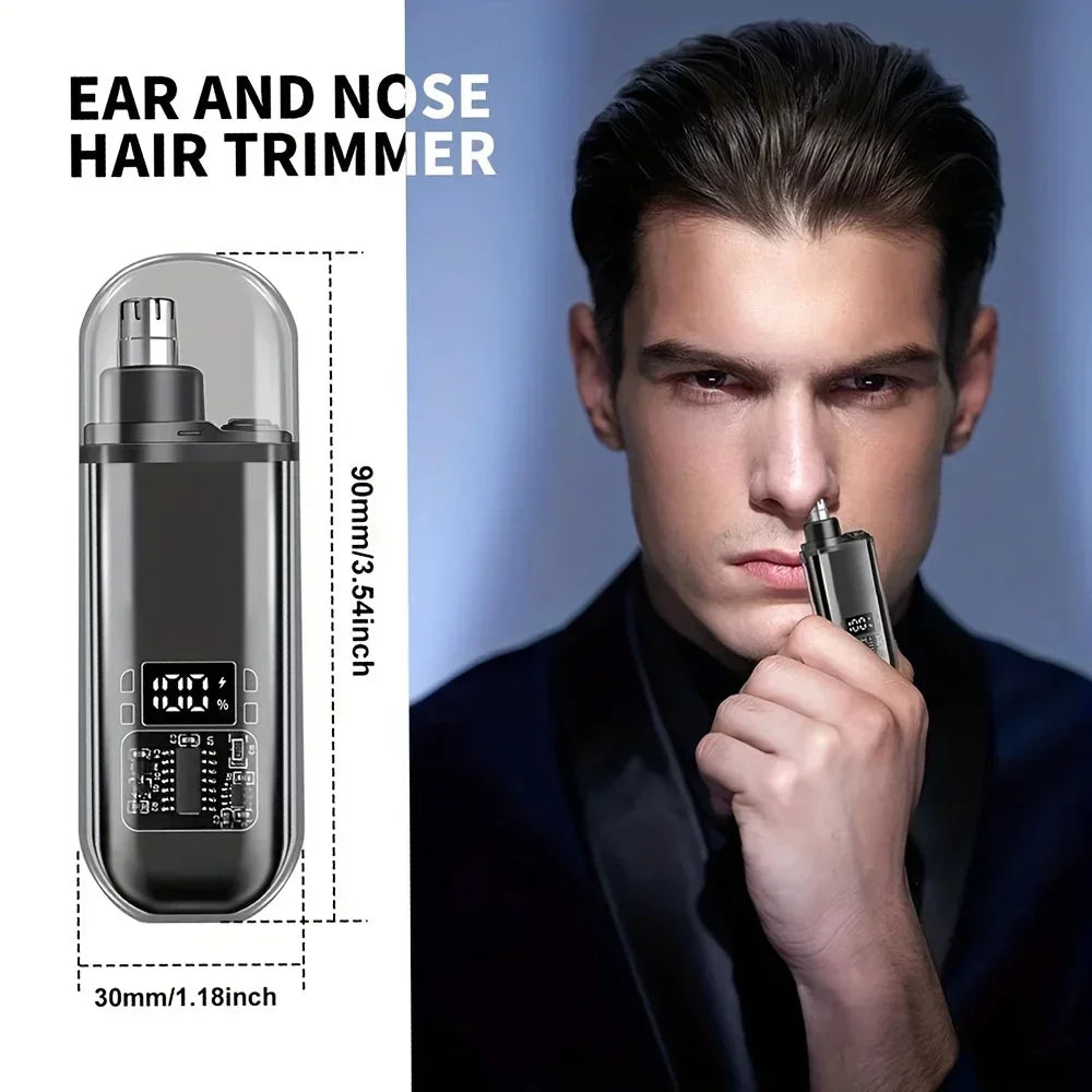 Nose & Ear Hair Trimmer for Men - USB-C Rechargeable Portable Fast-Charge Grooming Kit