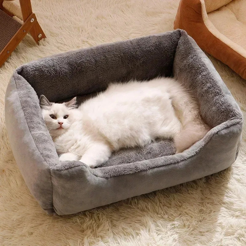Plush Pet Bed for Cats and Small Dogs – Cozy Winter Cat Cushion House