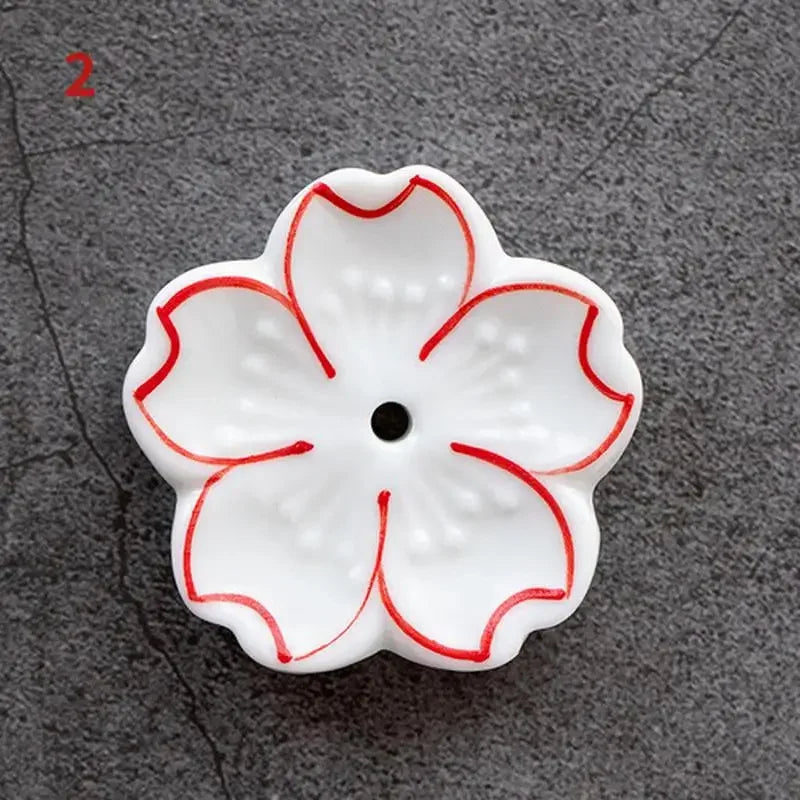 Cherry Blossom Ceramic Incense Burner Sakura Incense Stick Holder Aromatherapy Censer Home & Office Decor