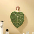 Leaf Double-Layer Hanging Hand Towel Thick Absorbent Coral Fleece 25 x 23 cm (9.84 x 9.06 in) for Kitchen & Bathroom