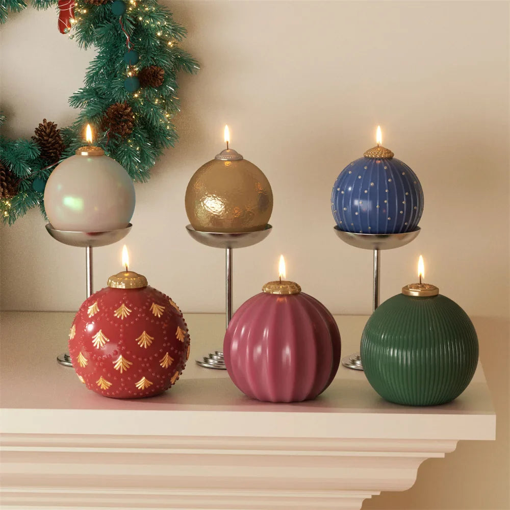 DIY Christmas Bauble & Tree Candle Silicone Mold Set, 3 Sizes, Platinum Silicone for Scented Candle Making