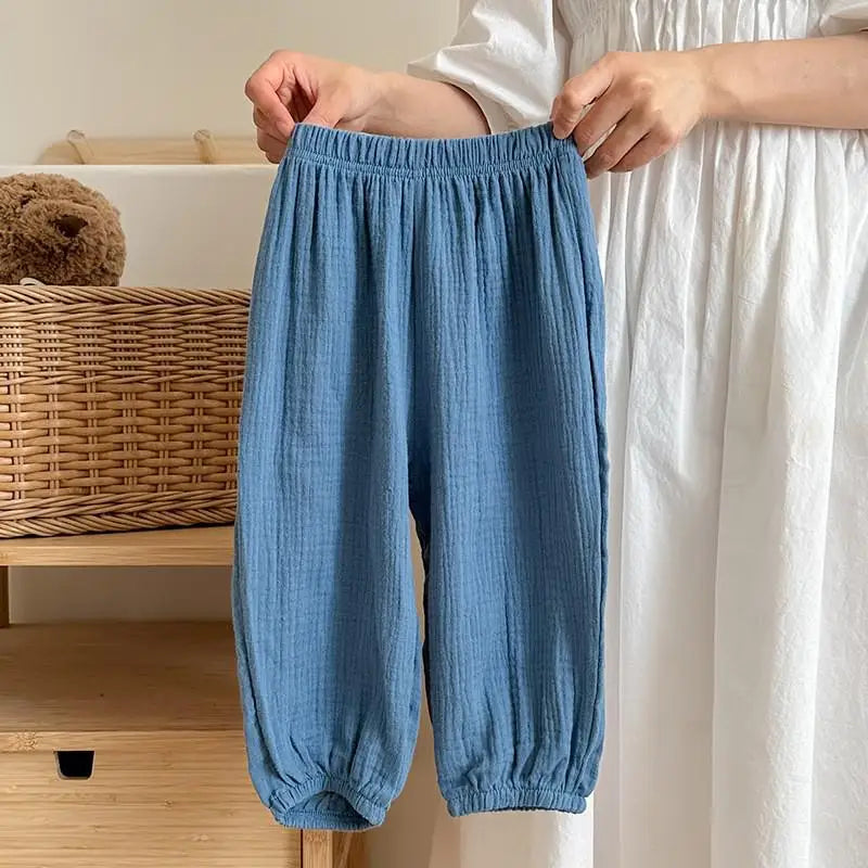 Children's Anti-Mosquito Summer Harem Pants - Lightweight Breathable Ankle-Length Casual Trousers with Elastic Waist (4-6 Years)