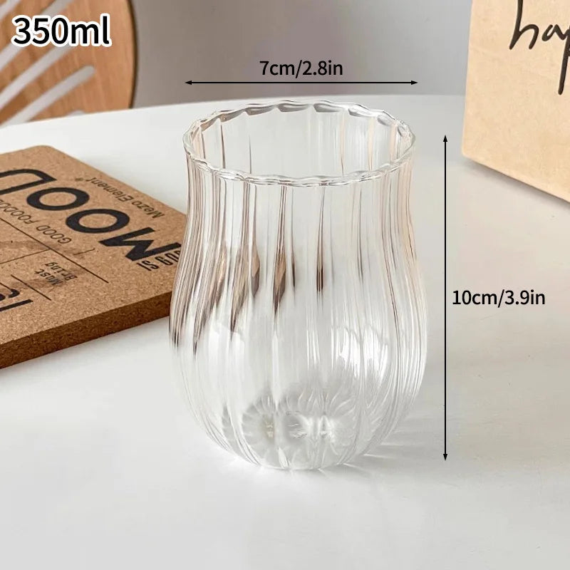 Aesthetic Borosilicate Glass Coffee Cups – Heat-Resistant Iced Coffee & Tea Glasses, 350ml (12oz) & 465ml (16oz)