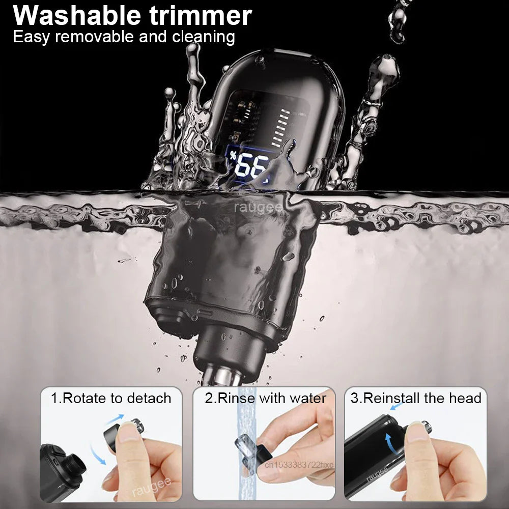 USB-C Rechargeable Nose & Ear Hair Trimmer - Mini Wet/Dry Dual-Blade Travel Groomer
