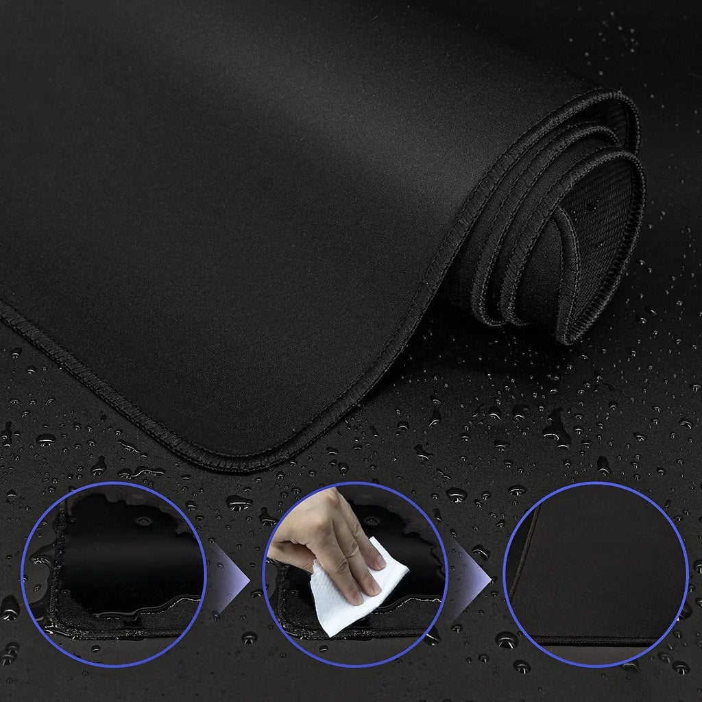 XXL Gaming Mouse Pad - Extended Desk Mat 50 x 100 cm (19.7 x 39.4 in) Black, Non-Slip Stitched Edge
