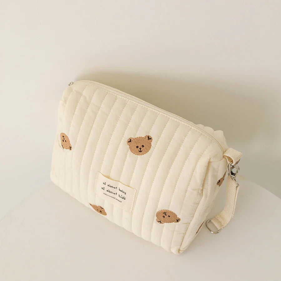 Embroidered Mommy Diaper Bag Zippered Nappy Pouch Travel Stroller Organizer