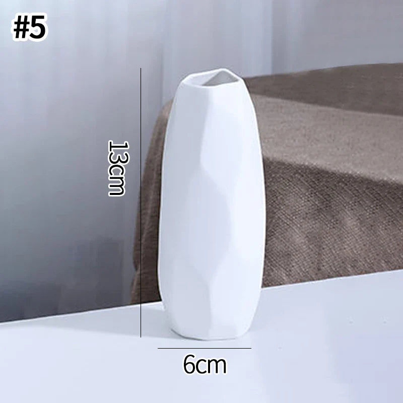 Ceramic Decorative Vase for Dried Flowers & Hydroponic Plants, Modern Table Ornament for Living Room Bedroom Office