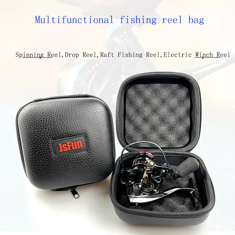 Spinning Reel Bag PU Case – Waterproof Shockproof Fishing Reel Storage (S/M/L, Fits 1–2 Reels)