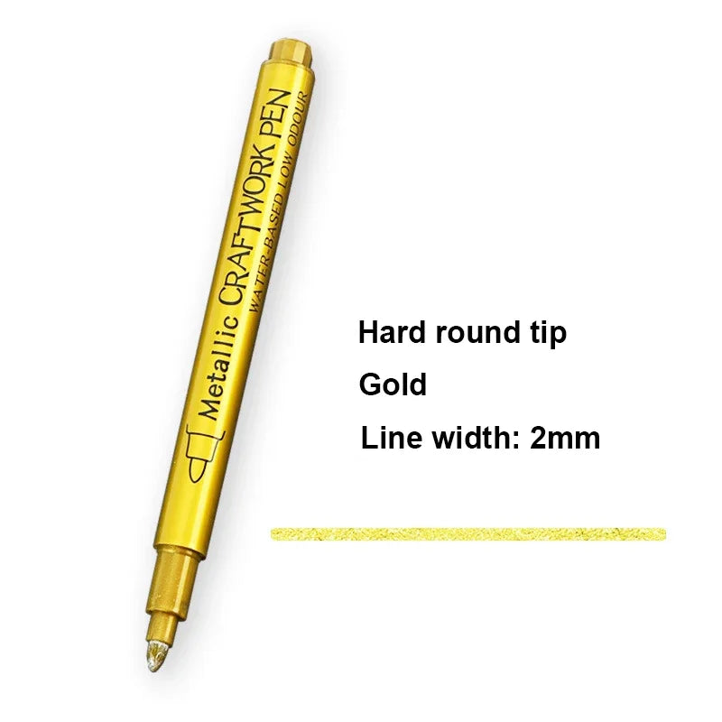 Metallic Brush Marker Pen (1 or 2-Pack) – Gold & Silver Permanent Metallic Ink for Crafts, Scrapbooking & Manga (14 cm / 5.5 in)
