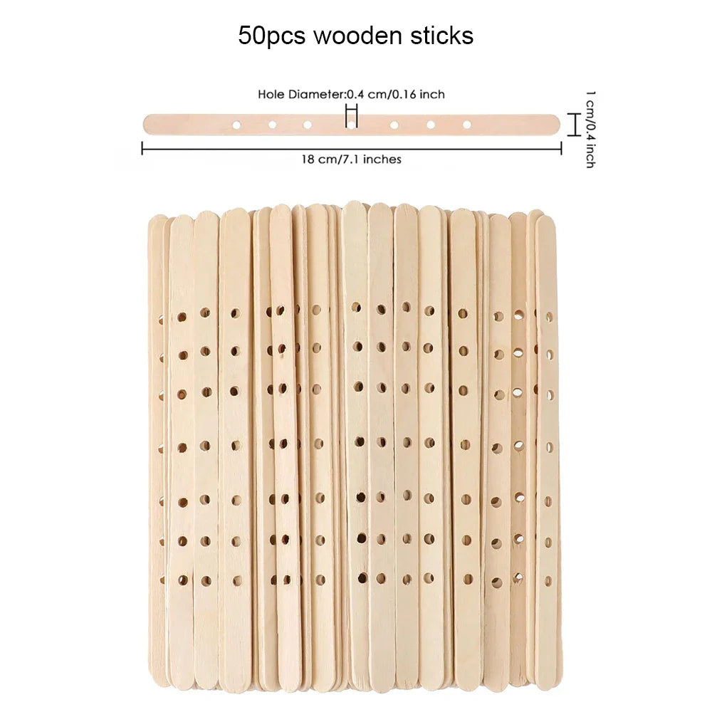 Pre-Waxed Cotton Candle Wicks 100-Pack (2.6–20 cm / 1.0–7.9 in) with Metal Bases, Adhesive Stickers & Holders — DIY Candle Making Kit