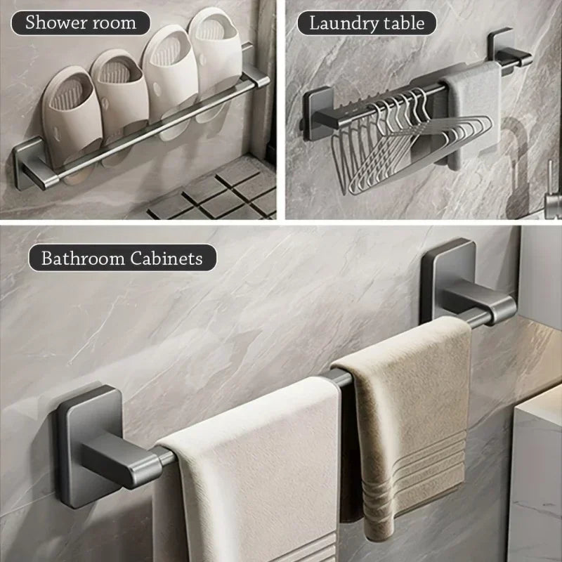No-Drill Wall-Mounted Towel Rack – Adhesive Aluminum Towel Bar for Bathroom & Kitchen, 50–60 cm (19.7–23.6 in)