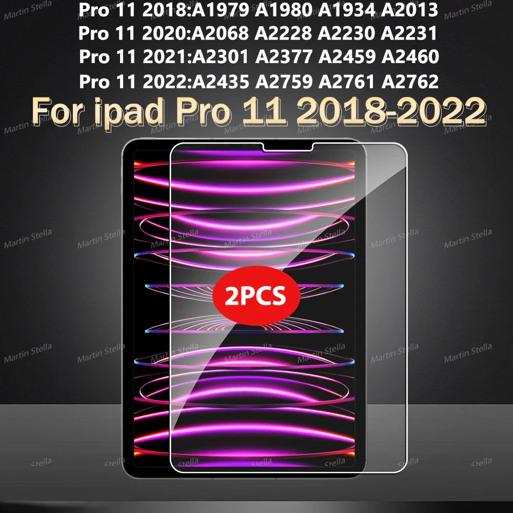 2-Pack Tempered Glass Screen Protector for iPad Pro & iPad Air — 11-inch (27.9 cm) & 12.9-inch (32.8 cm) Compatible