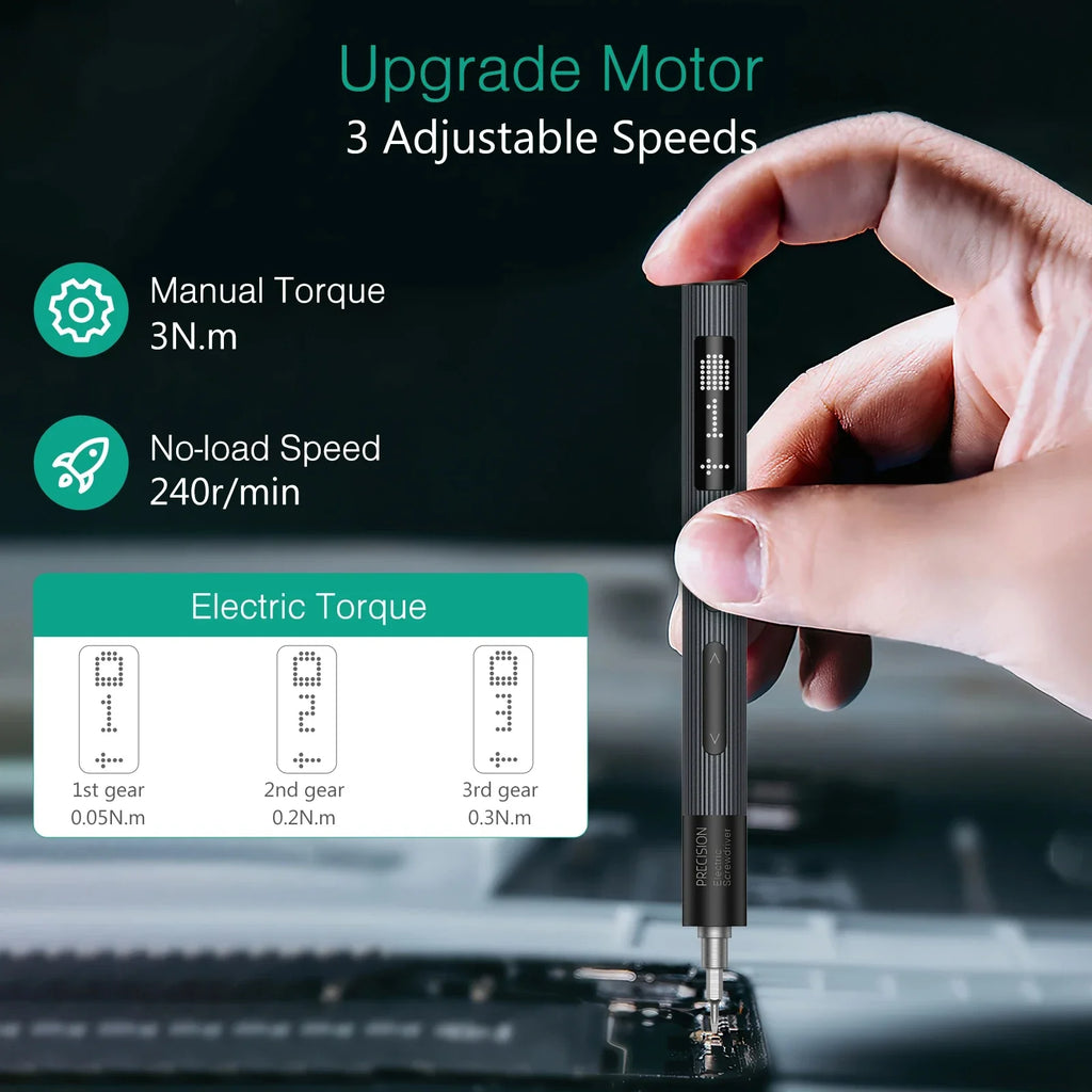 50-in-1 Cordless Precision Electric Screwdriver Kit, 3-Speed Torque Adjustable with Magnetic Phillips and Torx Bits for Phone Laptop Watch PC
