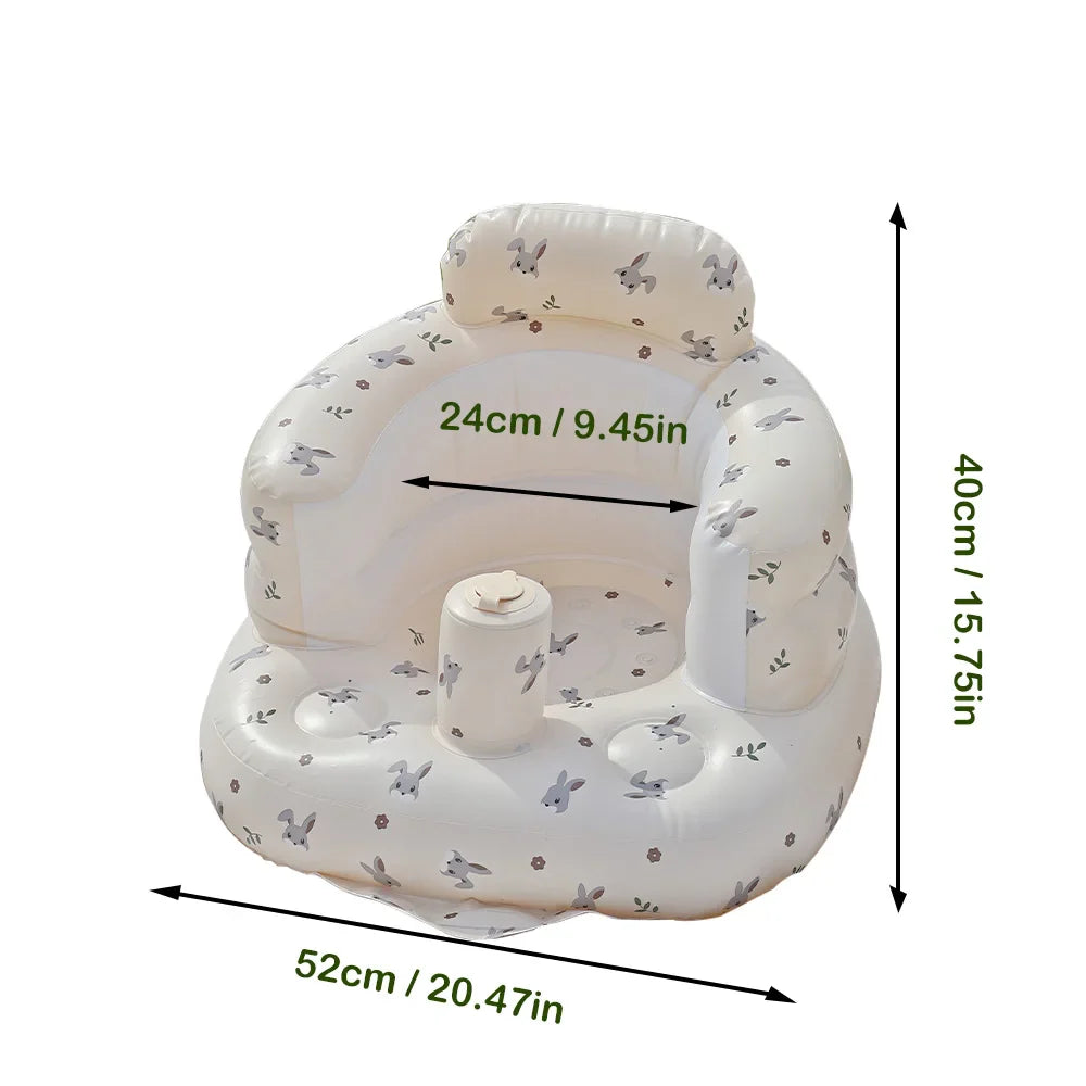 Portable Inflatable Baby Seat — PVC Infant Sofa & Bath Stool, Multifunctional Learning/Sitting Practice Chair (57×48×35 cm / 22.4×18.9×13.8 in)