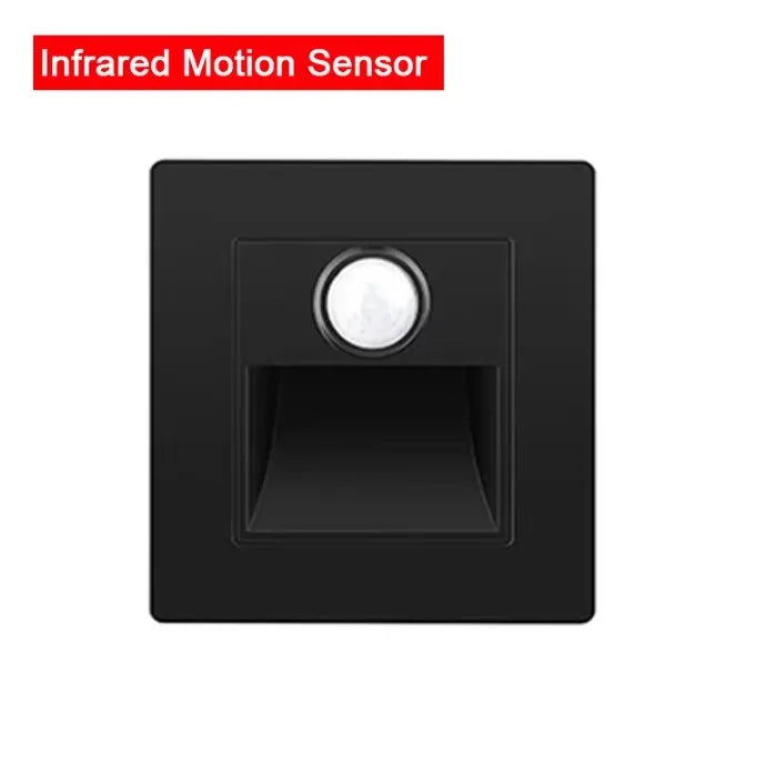 PIR Motion Sensor Recessed LED Night Light 86mm (3.4 in) AC 110-240V for Staircase Bedroom Hallway