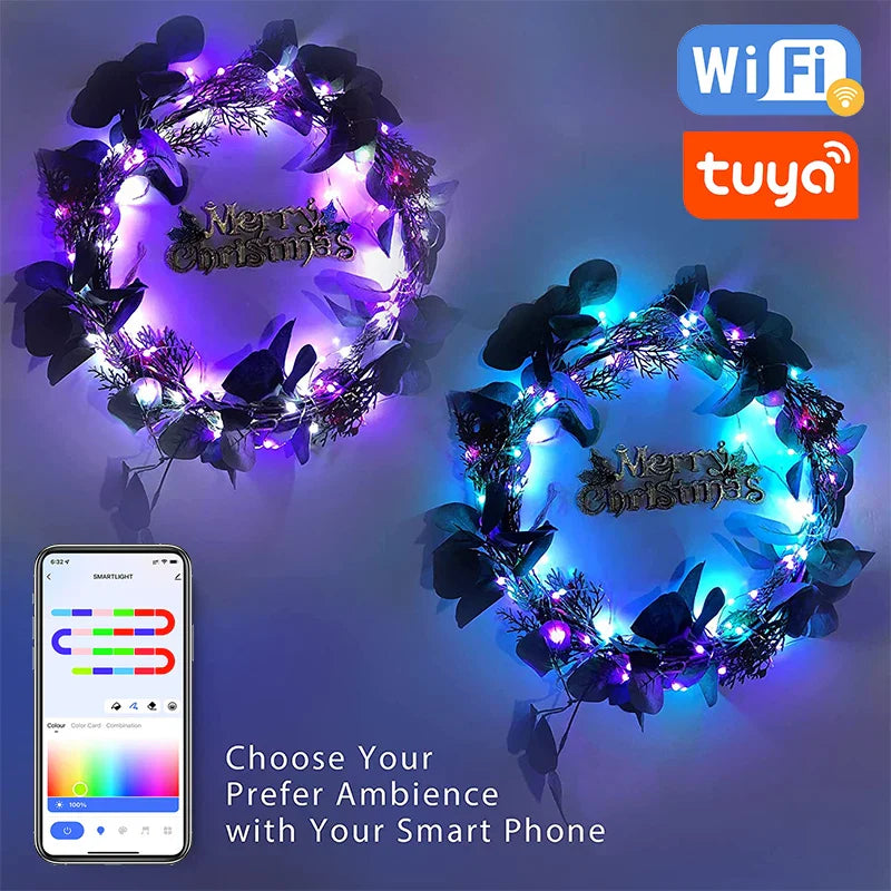 USB RGBIC Addressable LED Fairy String Lights with WiFi - Individually Programmable RGB LED Strip 1m/3m/5m/10m/20m IP67