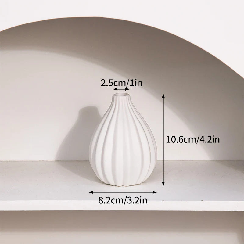 Ceramic Decorative Vase for Dried Flowers & Hydroponic Plants, Modern Table Ornament for Living Room Bedroom Office