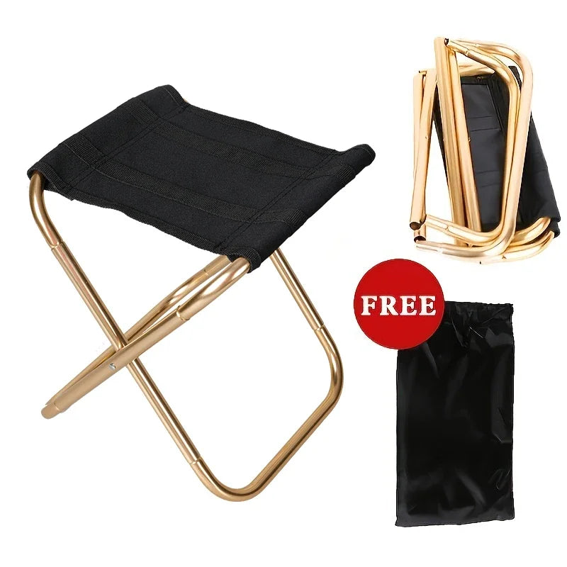 Portable Folding Camping Stool - Lightweight Aluminum Alloy with Carry Bag for Fishing & Hiking
