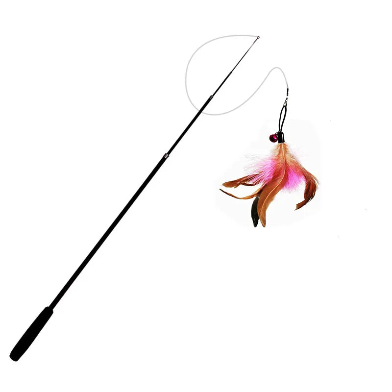 Telescopic Cat Wand 1.8m (6 ft) Extendable Feather Teaser Scratch-Resistant Interactive Cat Toy
