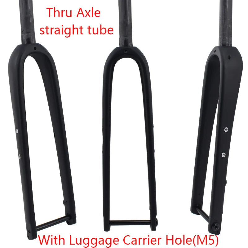 700C Full Carbon Gravel & Cyclocross Road Bike Fork — Flat Mount Disc Brake, Rack/Fender Mount, Tapered or Straight Steerer