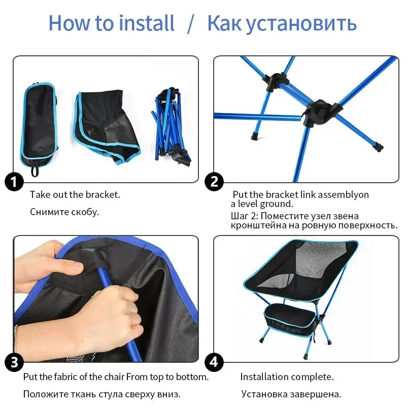 Ultralight Collapsible Camping Chair - Portable Folding Chair for Beach, Hiking, Picnic & Travel