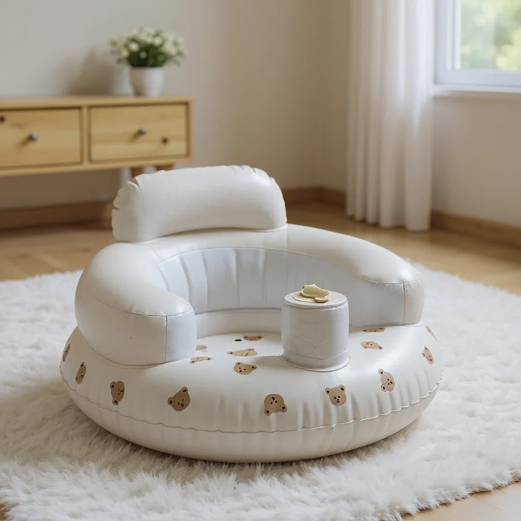 Portable Inflatable Baby Seat — PVC Infant Sofa & Bath Stool, Multifunctional Learning/Sitting Practice Chair (57×48×35 cm / 22.4×18.9×13.8 in)