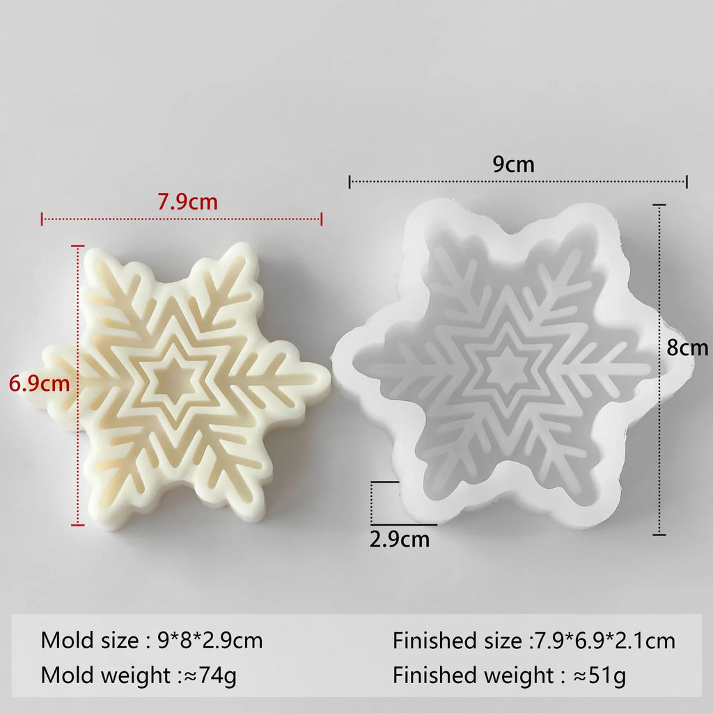 3D Snowflake Silicone Mold - DIY Candle, Soap & Wax Melt Mold for Christmas Crafts, Aroma Stones & Holiday Home Decor