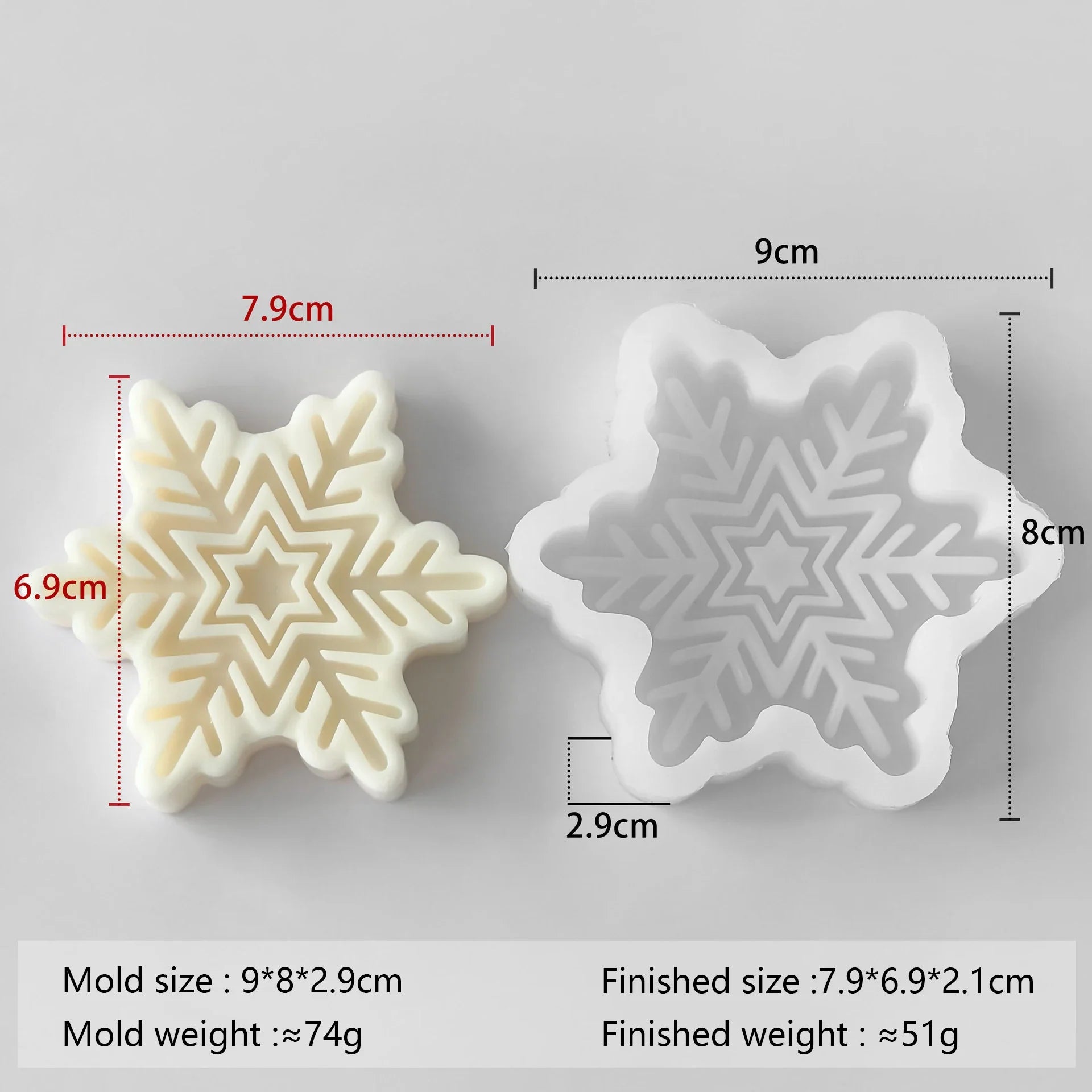3D Snowflake Silicone Mold - DIY Candle, Soap & Wax Melt Mold for Christmas Crafts, Aroma Stones & Holiday Home Decor