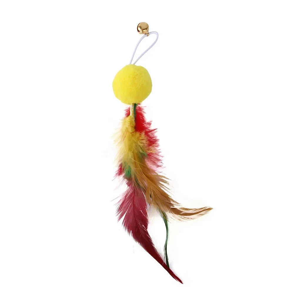 Interactive Cat Feather Toy Refill Kit – Feather Birds, Faux Worm & Foam Ball with Bell for Kittens