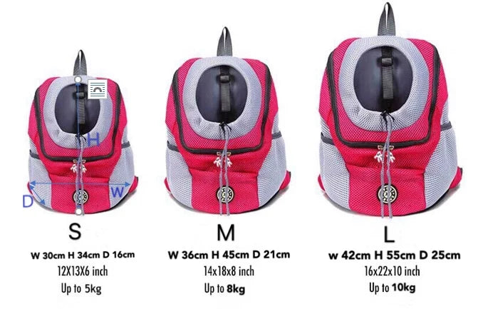 Pet Carrier Backpack for Dogs & Cats — Wearable Front/Back Mesh Travel Bag, Adjustable Double Shoulder, S/M/L (Up to 10 kg / 22 lb)