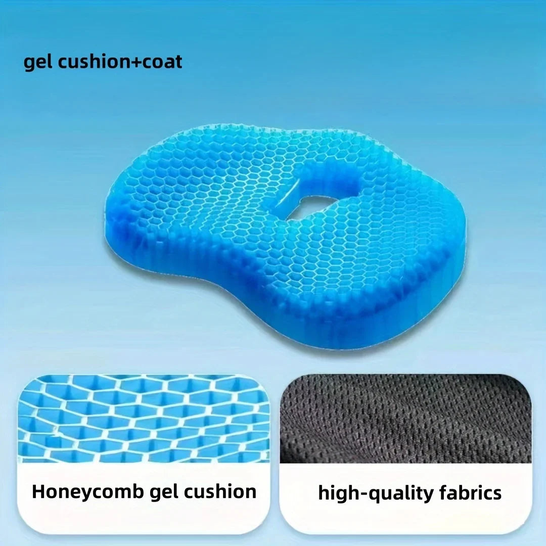 U-Shaped Gel Seat Cushion – Ergonomic Cooling Gel & Latex Foam Coccyx Cushion for Office, Car & Home