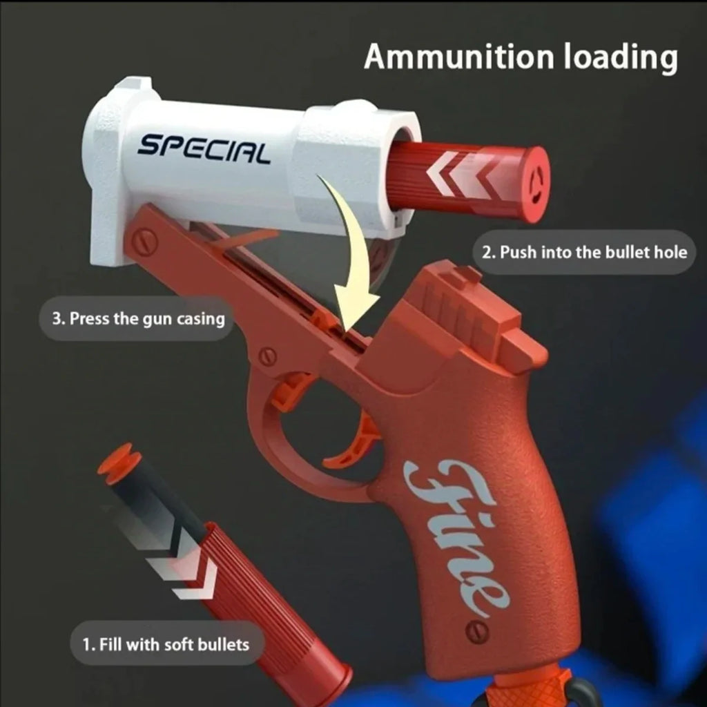 Mini Shell-Throwing Foam Dart Blaster Pistol - Soft Bullet Launcher for Kids Outdoor Play