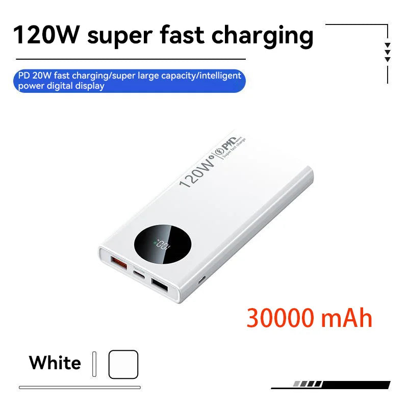 120W 50,000mAh Fast Charging Portable Power Bank with USB-C PD – High Capacity Battery Charger for Smartphones