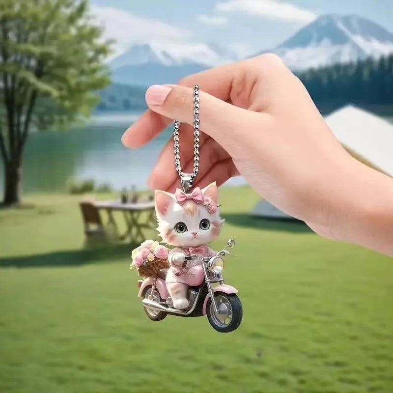 Cat-Shaped Rearview Mirror Ornament – Cute Hanging Car Pendant Car Interior Decor