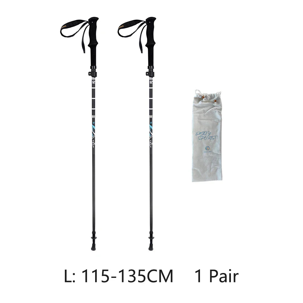 Ultra-Light Carbon Fiber Folding Trekking Pole Adjustable 110–130 cm (43–51 in) Collapsible Hiking and Walking Stick