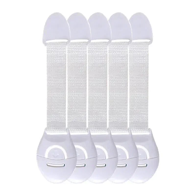 Baby Childproof Safety Strap Lock for Cabinets Drawers Refrigerator Toilet Lid – 5-Pack