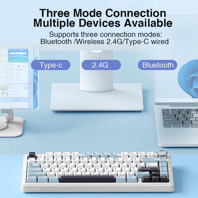 75% Hot-Swappable Mechanical Keyboard Wireless 2.4G Bluetooth USB-C Wired RGB Gasket Mount