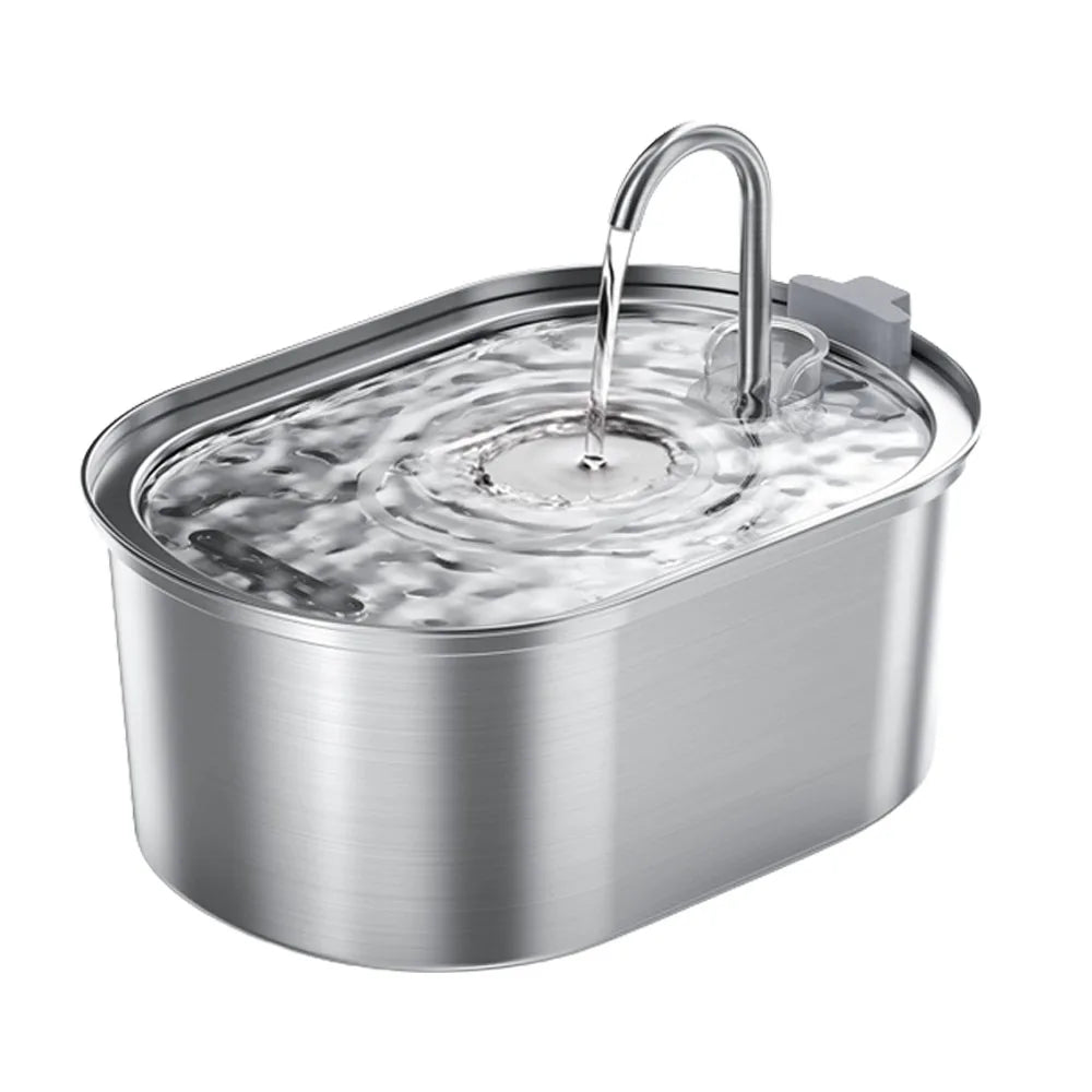 3.2L (108 oz) Stainless Steel Automatic Pet Water Fountain – USB Rechargeable, Ultra-Quiet 20 dB Pump, Double Filter for Cats & Dogs, Motion Sensor