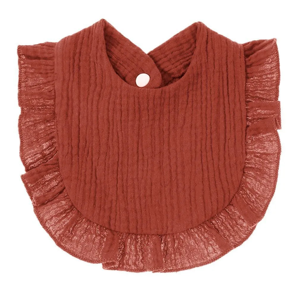 Ruffle Edge Cotton Gauze Baby Bib & Burp Cloth - Lace Saliva Bib for Infants 1-3 Years