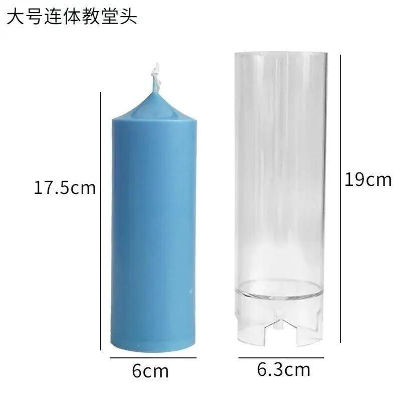 3D Spire Cylinder Candle Mold - Vintage Church Head DIY Candle Making Kit (Acrylic/Plastic)
