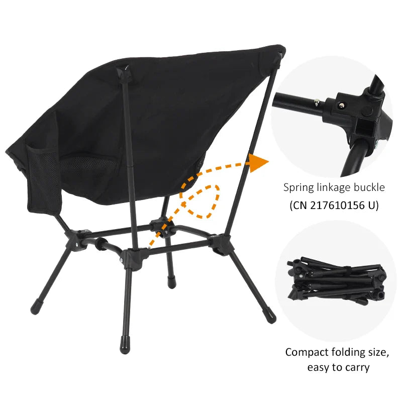 Square Frame Beach & Fishing Stool - Four-Corner Folding Moon Chair, Lightweight Iron Tube Camping Seat
