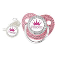 Rhinestone Pacifier Clip with Lid Silicone Newborn Pacifier Holder Princess Crown Bling Infant Shower Gift