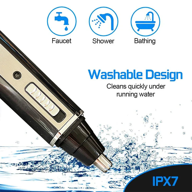 4-in-1 Rechargeable Nose & Ear Trimmer for Men, Beard & Eyebrow Groomer with Washable Heads