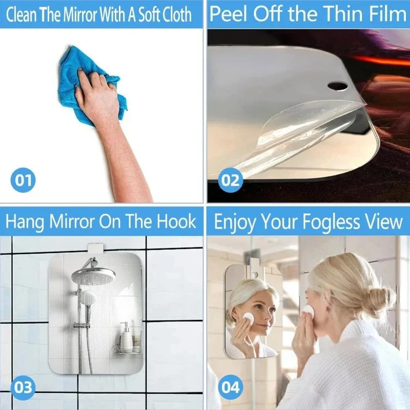Fogless Acrylic Shower Mirror 6-Inch (15 cm) – Portable Travel Shaving & Makeup Mirror, Self-Contained Bathroom Mirror