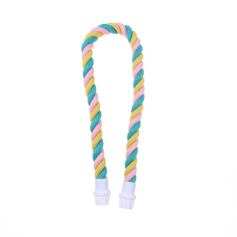 Parrot Cotton Rope Perch Toy – Colorful Chew & Climbing Swing for Birds, Cage Accessory (S/M/L)