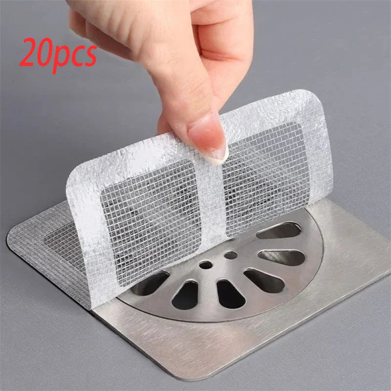 Cuttable Self-Adhesive Drain Hair Catcher – Disposable Mesh Filter for Shower, Bath & Kitchen (Cut-to-Fit, Multi-Pack)