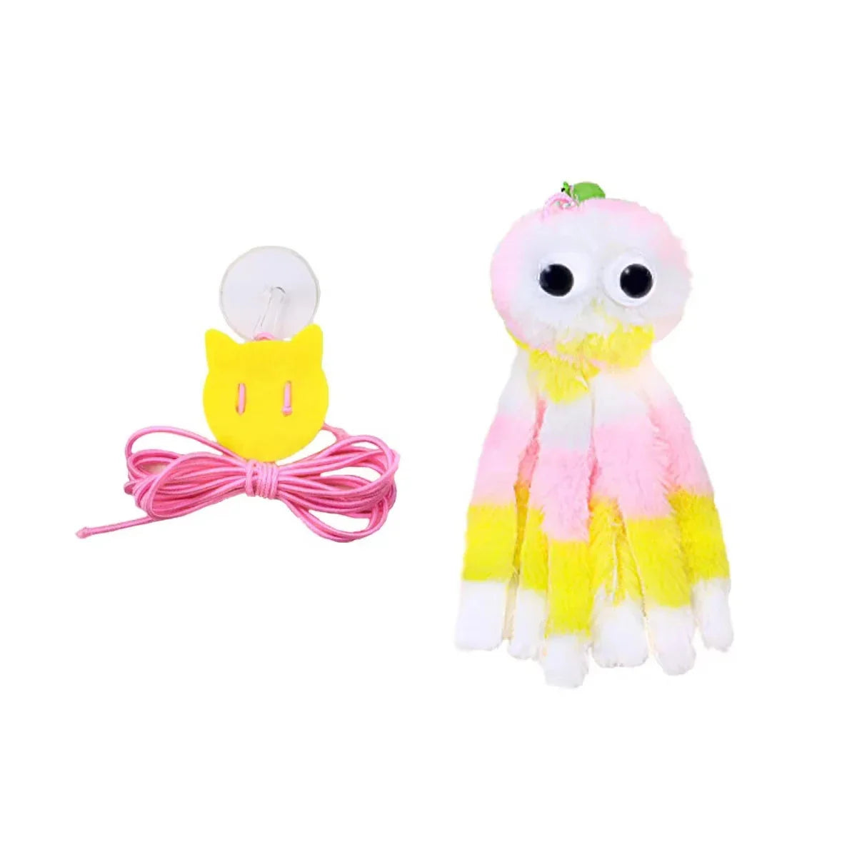 Interactive Sound Octopus Cat Toy Mint Plush with 1.5 ft (45 cm) Adjustable Elastic Rope